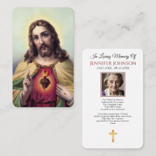 Trauer-Gedenk- Jesus-Heilig-Herz-Gebetskarte Visitenkarte