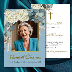 Trauer Gedenken Religiös Floral Foto Elegant  Einladung