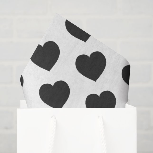 Trauer-Liebesbriefe mit schwarzen Herzen Seidenpapier (Geschenktüte)