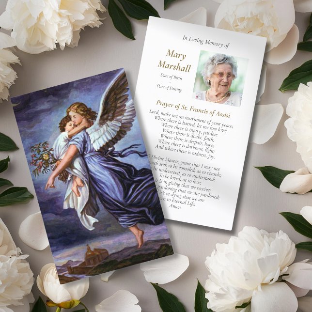 Trauerengel des Lord Prayer Sympathy Cards 1 Visitenkarte (Angel of the Lord prayer cards for a funeral, sympathy prayer cards, funeral prayer cards)