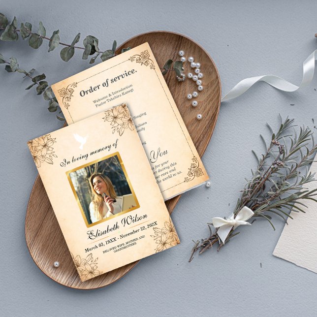 Trauerfeier-Fotobuch – In Liebe Erinnerung Programm (Photo Order of Service Funeral Program)