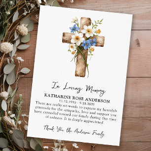Trauerflorales Kreuz Modernes Gedenksympathie Dankeskarte