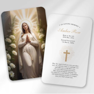 Trauerkarte mit Ave Maria Gebet zur Beileidsbekund Visitenkarte