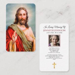 Trauerkarten mit Gebet und Gedenken Jesus Segen Visitenkarte