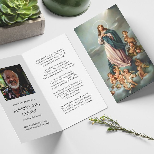 Trauerlose Unbeflecktes Gebet Sympathiekarten (catholic, religious, celebration of life, in loving memory of, prayer cards for bereavement)