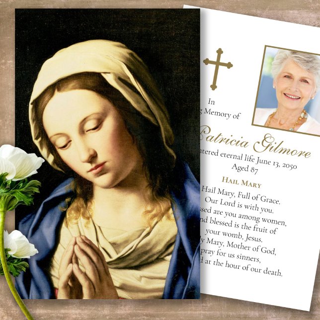 Trauerloss Gedenkstätte Mary Gebet Sympathiekarten (catholic, religious, celebration of life, in loving memory of, prayer cards for bereavement)
