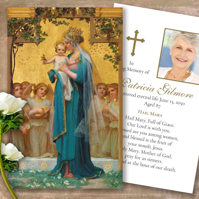 Trauerloss Madonna & Kind Gebet Sympathie Karten (catholic, religious, celebration of life, in loving memory of, prayer cards for bereavement)