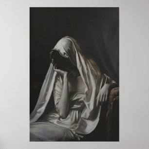 Trauernde Frau Porträt Ölmalerei Druckbar Poster