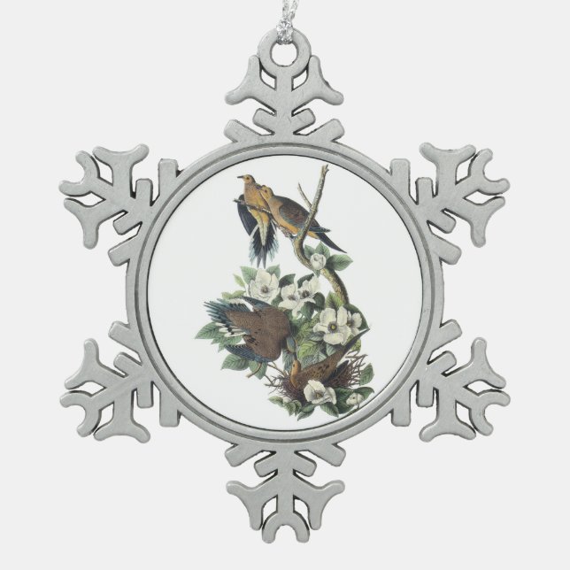 Trauertaube von Audubon Schneeflocken Zinn-Ornament (Vorderseite)