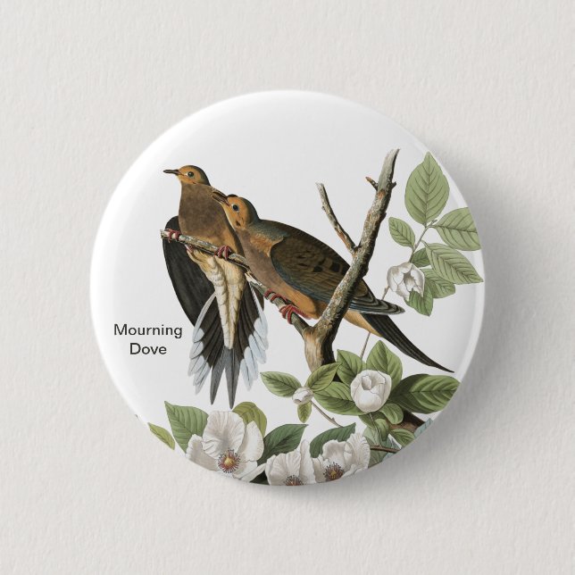 Trauertaube von John James Audubon, Birdwatcher Button (Vorderseite)