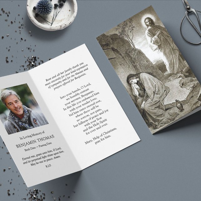 Trauerverlust Jesus & Mary Gebet Sympathiekarten (catholic, religious, celebration of life, in loving memory of, prayer cards for bereavement)