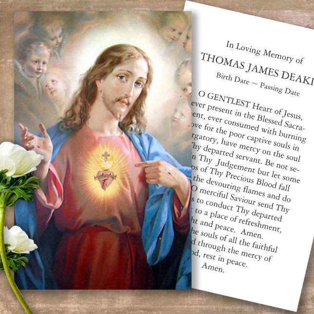 Trauerverlust Sacro Herzgebet Sympathiekarten (catholic, religious, celebration of life, in loving memory of, prayer cards for bereavement)