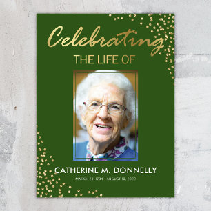 Trauerzeichen   Feier des Lebens Grün Gold Poster