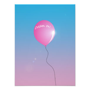 Traum auf Zitat Rosa Ballon in Himmel inspirierend Fotodruck