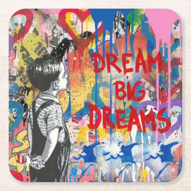 Traum Big Dreams Graffiti Wall Rechteckiger Pappuntersetzer (Vorderseite)