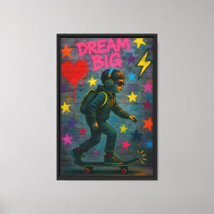 Traum Big Skateboard Boy Leinwand Mauer Kunstdruck
