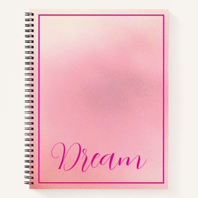 "Traum" Bright Pink Letter Gradient Pink Notizbuch (Vorderseite)