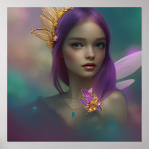 Traum Fantasy Süße Feen Mädchen lila rosa Poster