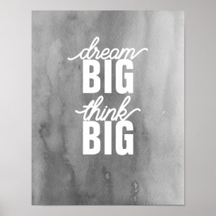 Traum Großes Denken große Motivationsziffer grau Poster