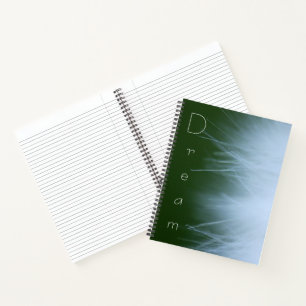 "Traum" mit dem Hintergrund des Wispy Dandelion Fl Notizbuch