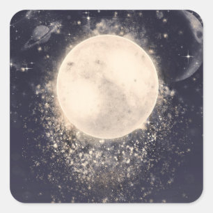 Traum Mond Magie Kosmische Funken Baby Shower Part Quadratischer Aufkleber