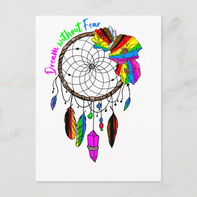 Traum ohne Angst - LGBTQ+ Traumfänger Postkarte (Vorderseite)