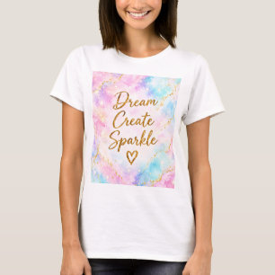 Traum Schaffen Funkeln Pastell Wasserfarbe Gold Ro T-Shirt