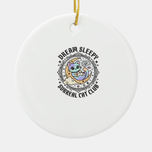 Traum Schläfrige Surreal Katzen Lustiges Katzenlie Keramik Ornament