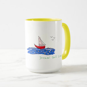 Traum Segel Live Meer Boot Möwen Kaffee Tee Tasse