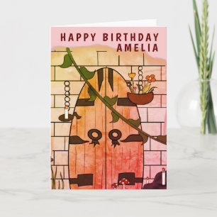 Traum-Tür Märchen-Zeichnung Mädchen Geburtstag Karte