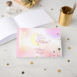 Traum über dem Mond Pink Girl Baby Dusche Gästebuch