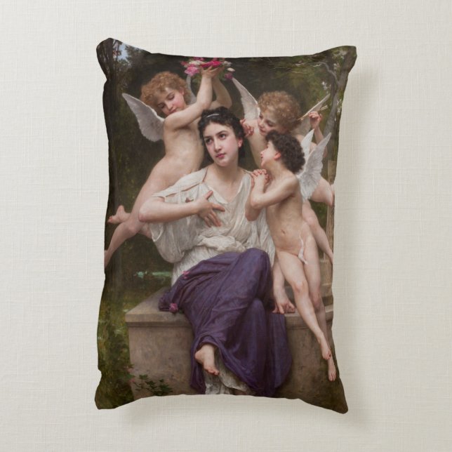 Traum vom Frühling, Rêve de Printemps von Bouguere Dekokissen (Rückseite(Vertikal))