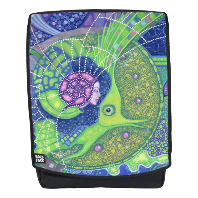 Traum vom Vollmond, Surrealismus, Fantasie der Mee Rucksack (Vorderseite)