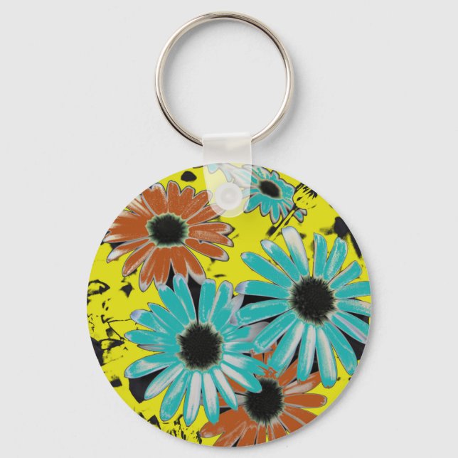 Traum von Daisies Button Key Ring Schlüsselanhänger (Vorderseite)