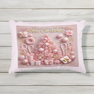 Träum von einem rosa Weihnachten  Kissen Für Draußen