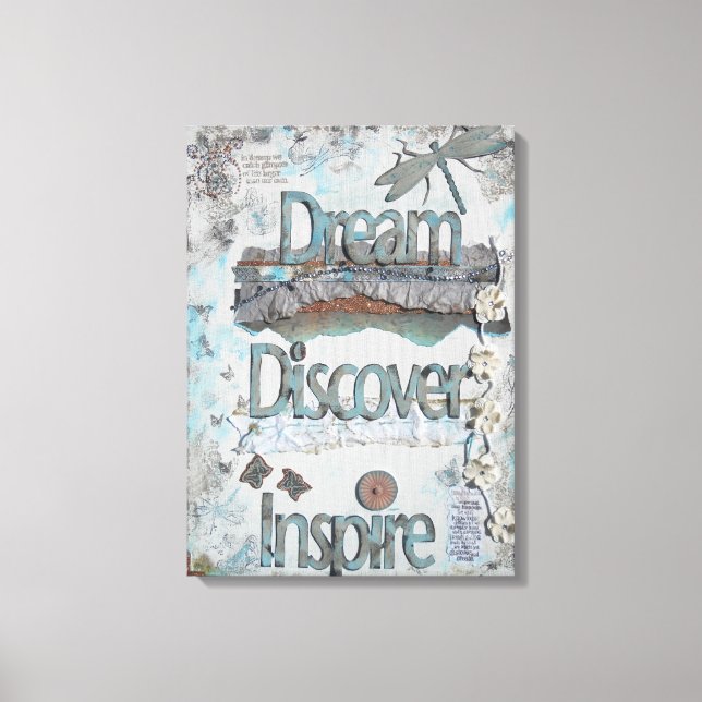Traum von Mixed Media Art Quote Leinwanddruck (Vorderseite)