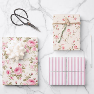 Träum von rosa Rosen Geschenkpapier Set