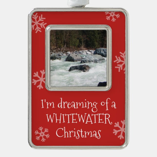 Traum von Whitewater Christmas Custom Foto Rahmen-Ornament Silber (Vorderseite)
