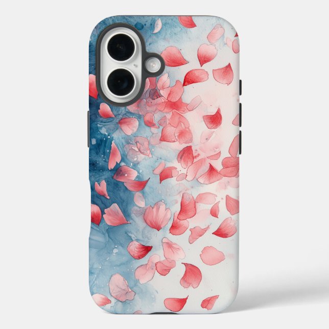 Traum Wasserfarbe Fallende Petals Floral Telefon F iPhone 16 Hülle (Rückseite)