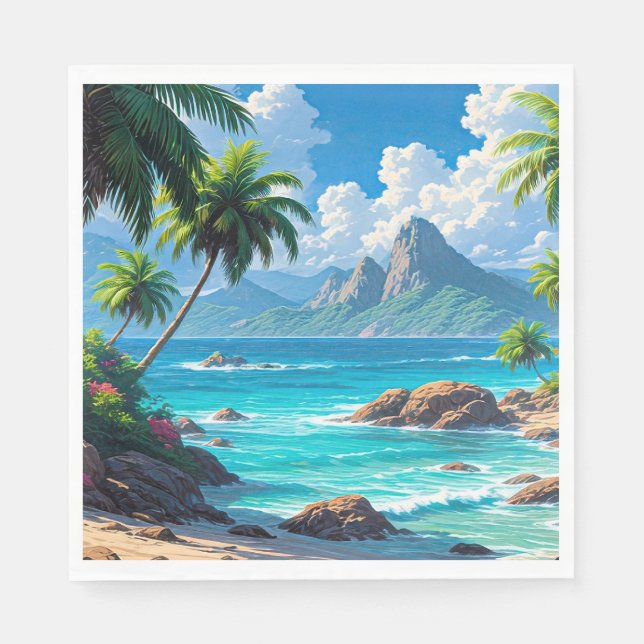 Traum weiter, tropisches Paradies, Serviette (Vorderseite)