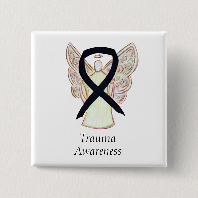 Trauma Awareness Black Ribbon Custom Button Button (Vorderseite)