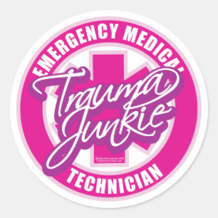 Trauma-Junkie-Rosa Runder Aufkleber