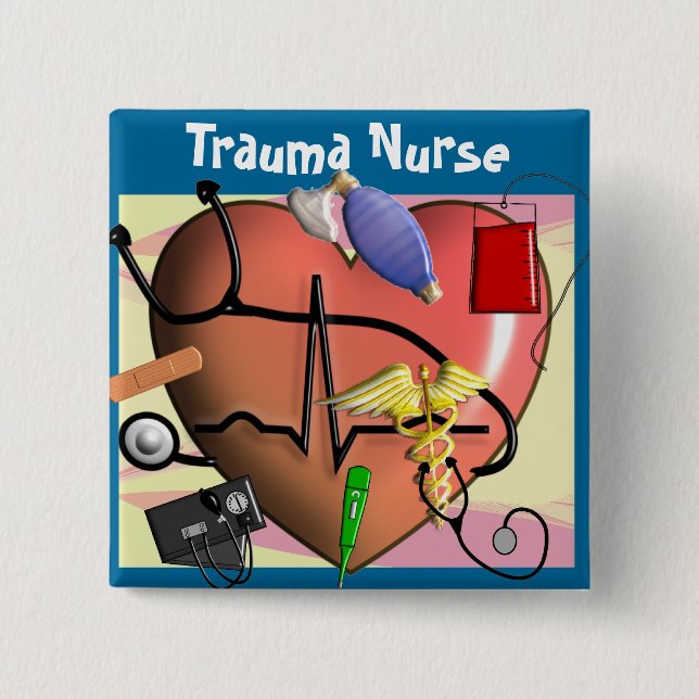 Trauma-Krankenschwester-Kunst-Geschenke Button (Vorderseite)