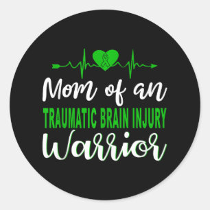 Traumatic Brain Injury Awareness Heartbeat Grün P Runder Aufkleber