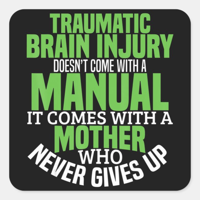 Traumatic Brain Injury Awareness T Shirt TBI Aware Quadratischer Aufkleber (Vorderseite)