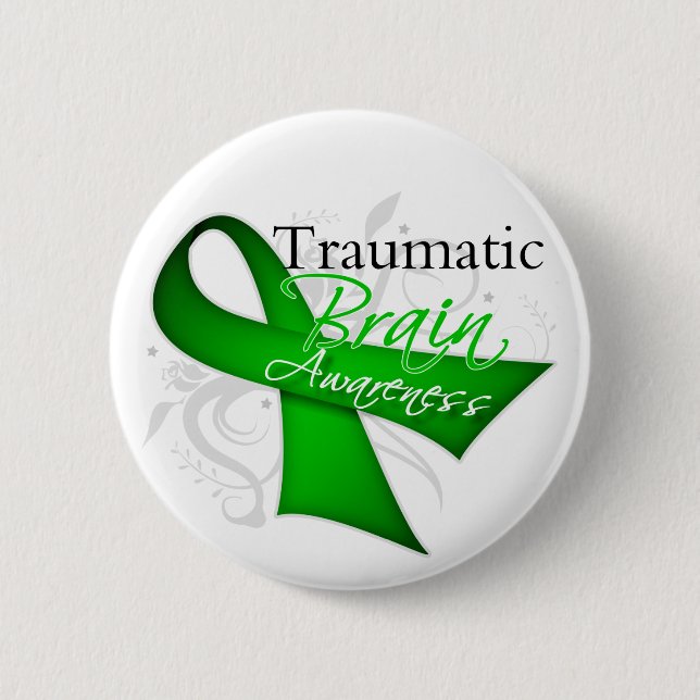Traumatisches Brain Injury Injury Awareness Ribbon Button (Vorderseite)