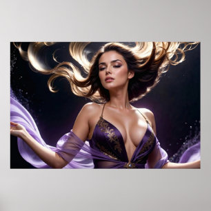 Träume der verführerischen Frau der violetten Gewä Poster