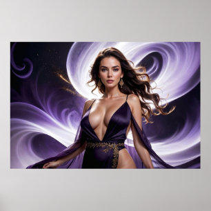 Träume der verführerischen Frau der violetten Gewä Poster