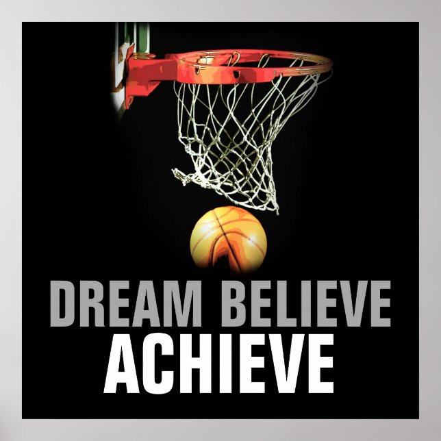 Träume glauben Basketball Zitat Poster erreichen (Vorne)