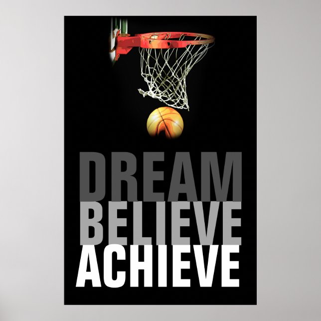 Träume glauben Basketball Zitat Poster erreichen (Vorne)